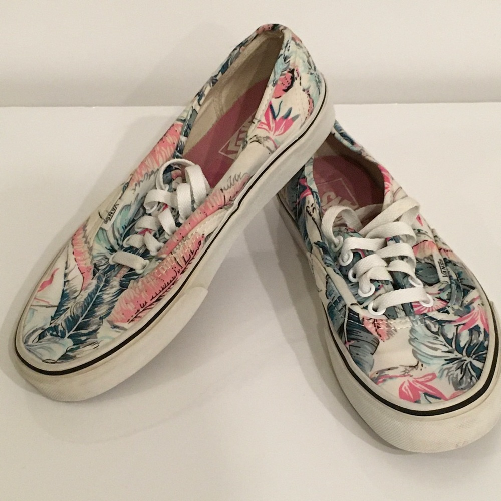Floral Lace Up Vans sz 8